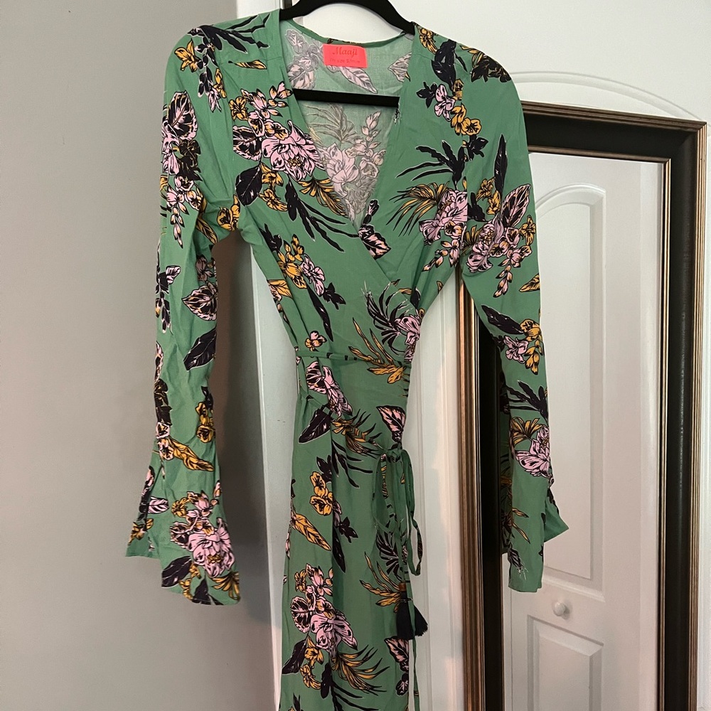 Maaji Green long sleeve Wrap dress
